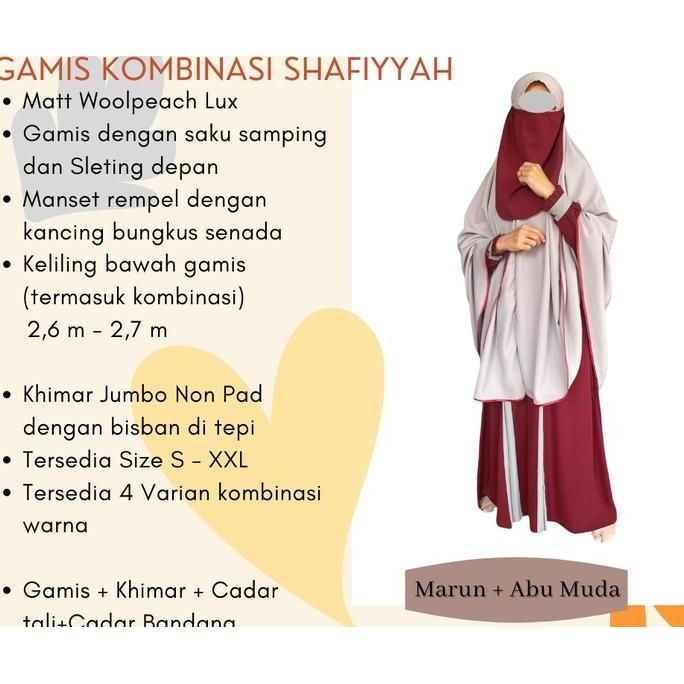 gamis syari set kombinasi dewasa/gamis syari set kombinasi wolfis lux