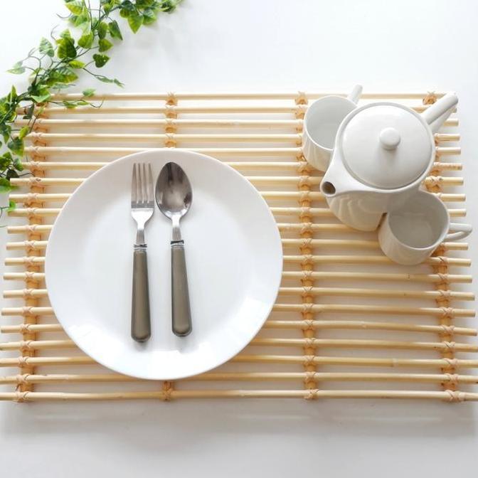STILETTO - Tray Rotan Persegi - Nampan/Alas/Tatakan rotan aesthetic - Dekorasi meja makan Kitchenwar