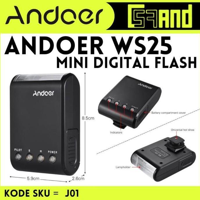 NEW Andoer WS25 Lampu Flash Kamera Digital Camera Video Light Smartphone
