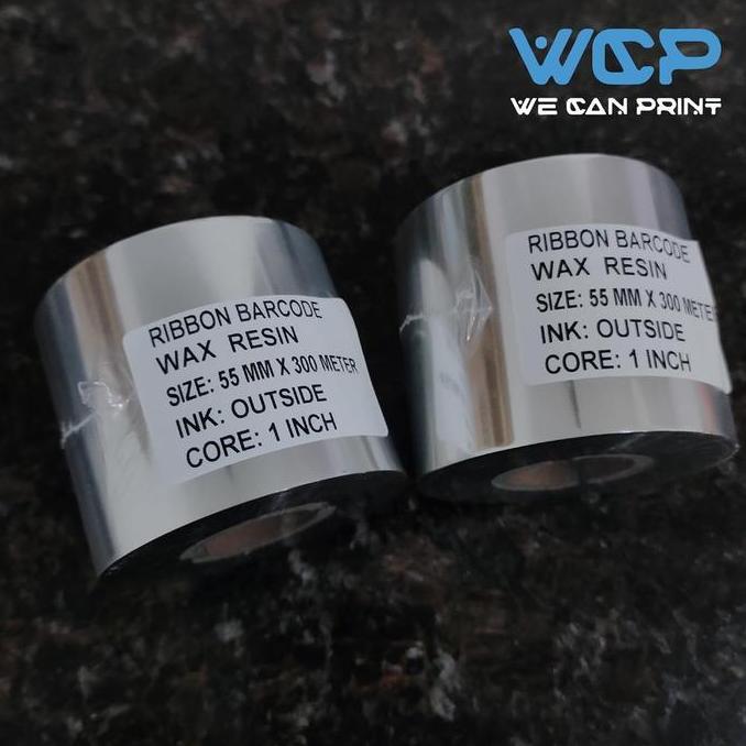 DS246 - RIBBON WAX RESIN 55X300 METER RIBBON BARCODE 55 MM X 300 METER FACE OUT