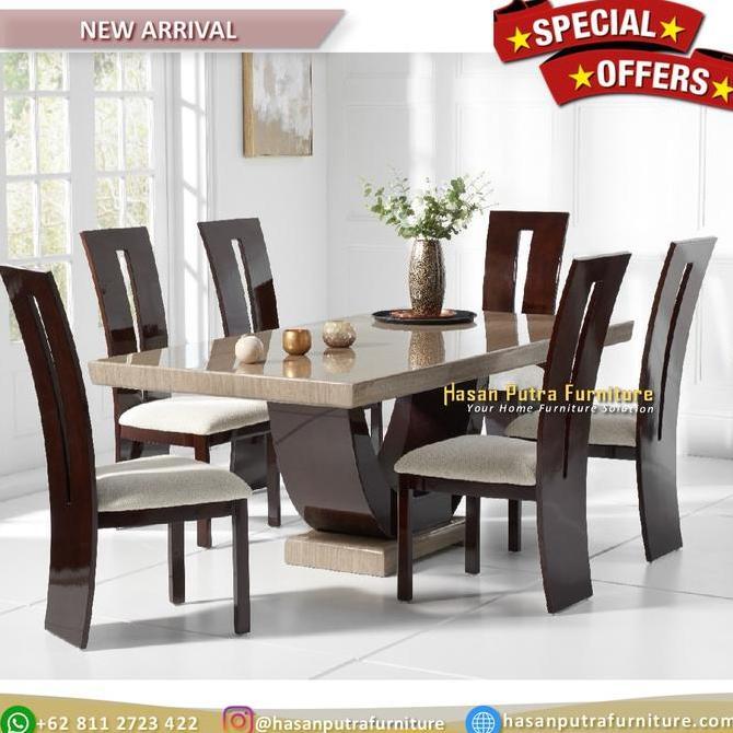 Terlaris Meja Makan Marmer Kursi 6 Kayu Jati  Kursi Meja Makan Marmer Jati