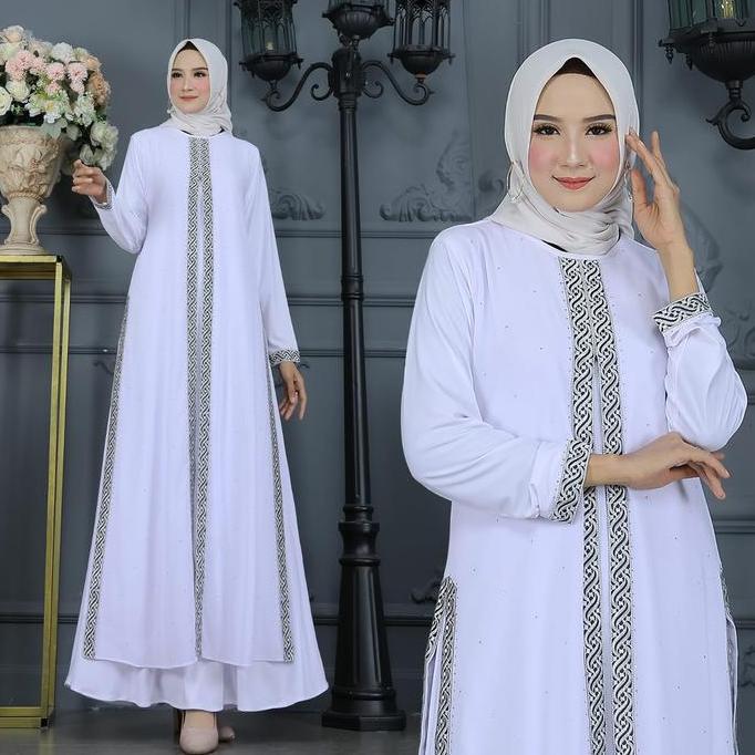 GALERI SICANTIK - COD - Gamis Abaya Putih Terbaru 2024 Simple Elegan