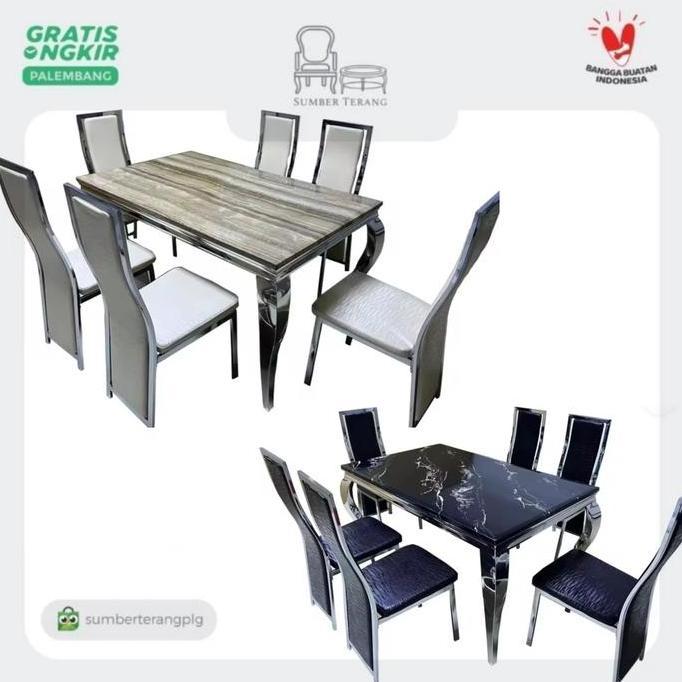 Terlaris Meja Makan Marmer 6 Kursi Minimalis Meja Makan Kaca Import Marble Meja Makan Batu Marmer Me