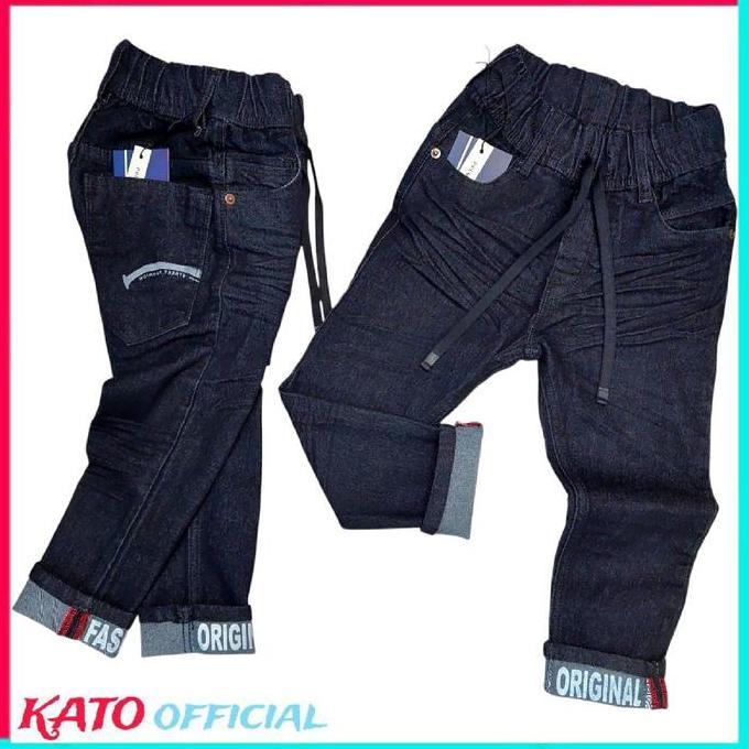 AI130 >> Celana Panjang Jeans Anak Laki-Laki KATO Terbaru Model Slimfit Hitam Garmen - Fashion