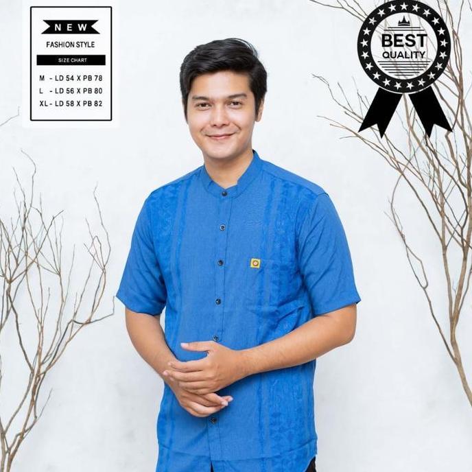 Jino Kemeja Koko Lengan Pendek Baju Muslim Pria Dewasa Ukuran standar Motif simple