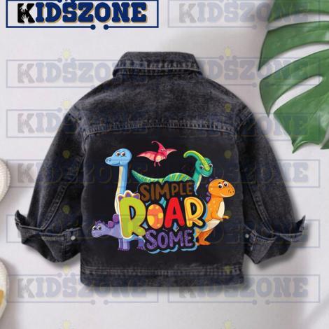 NEW PRODUCT JAKET JEANS ANAK KARAKTER DINOSAURUS SNOW BLUE & BLACK 1-7 TAHUN