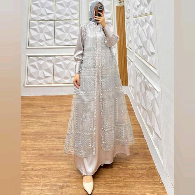 Gamis Outer Set Premium Elegan Simple Lebaran 2025