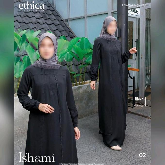 GAMIS ETHICA ISHAMI 02 BLACK , WHITE /GAMIS ETHICA TERBARU / BUSANA MUSLIM