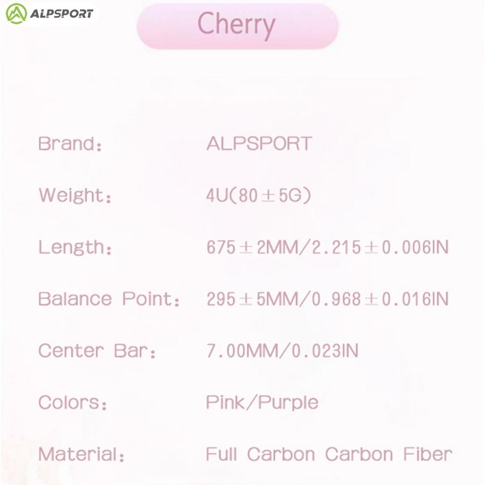 BESTPROMO ALPSPORT New Cherry Badminton Racket 100% Serat Karbon Penuh Desain Asli Model Dewi Desain