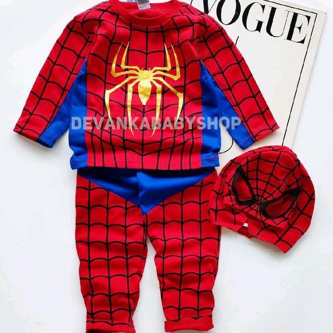 Terbaru Baju Anak Kostum Spiderman Ada Topeng Bahan Kain Katun Untuk Umur 1-10 Tahun