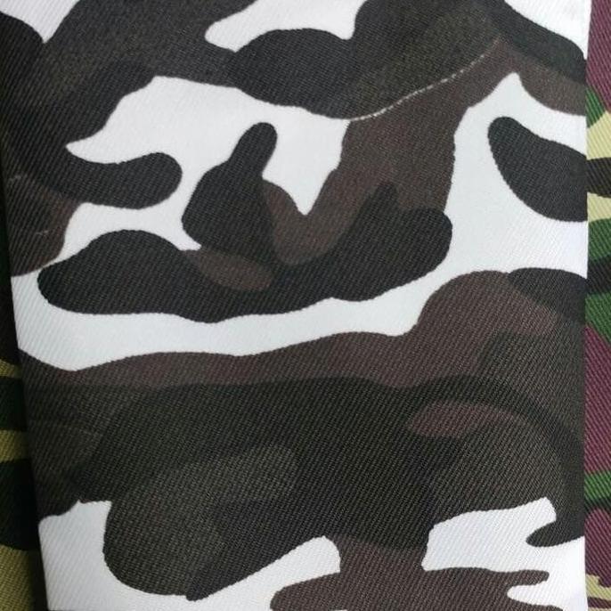 DS197 - BAHAN KAIN LORENG 1.5M TWILL POLY POLYESTER PE TNI HITAM PUTIH CERAH