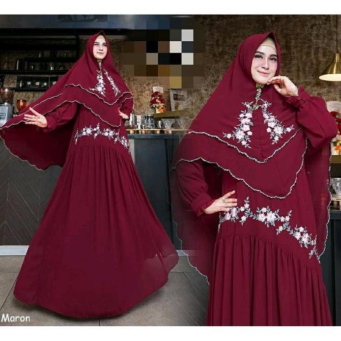 Gamis syari super jumbo set khimar LD 120  LD 130 & 140