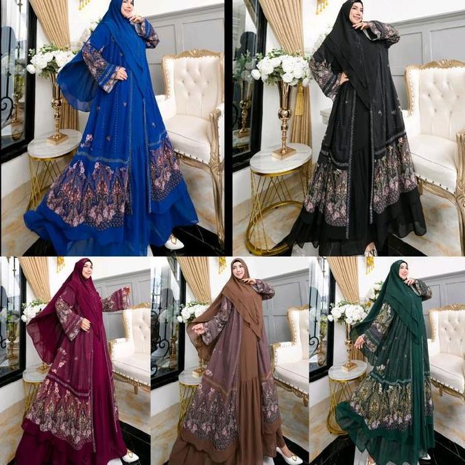 KHAZANAH BLACK SERIES BY HUMAIRA SYARI ABAYA UMROH HAJI GAMIS CERUTY PREMIUM SET JILBAB KHIMAR SCARF