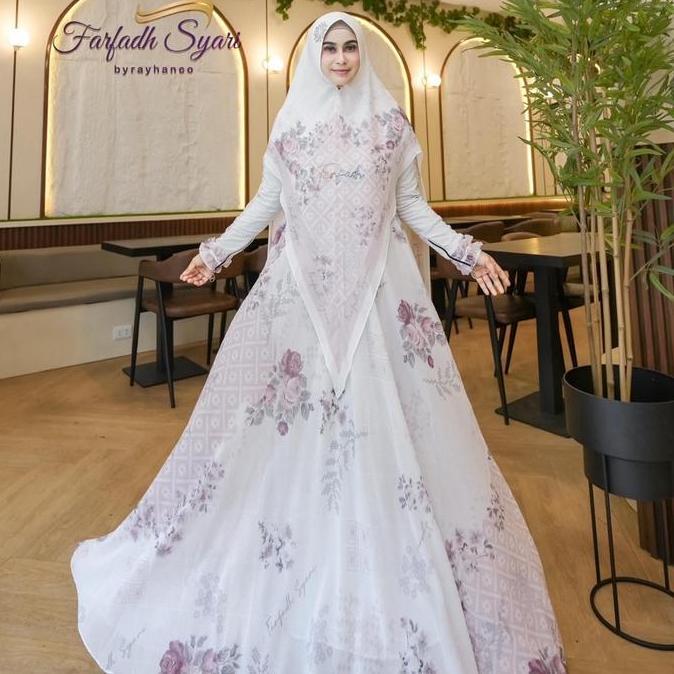 Rayna Syari White Gamis Muslimah Full Hijab