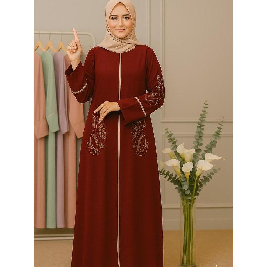GAMIS ABAYA QIREEN MAT SABRINA ANTI UV BAHAN ADEM NYAMAN DENGAN DESAIN ELEGAN WARNA HIJAU TOSCA UNTU