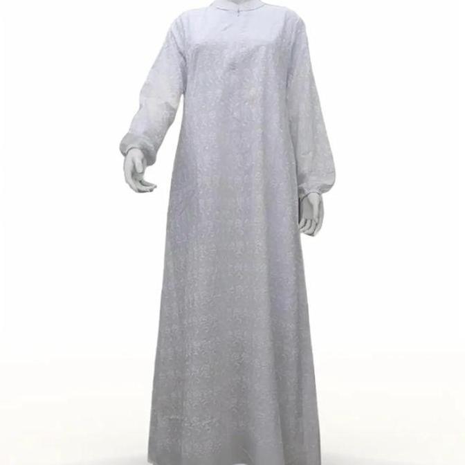 Gamis Ivalia Bahan Katun Bordir Premium Warna Putih Dan Hitam Lembut Nyaman Gaya Elegan Lebaran Wani