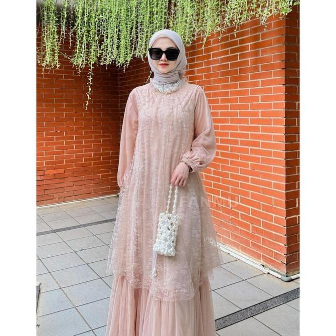 FANMU Raya Collection | Gamis Pesta Mewah Elegan Terbaru | Gamis Brokat Premium | Gamis Brukat Tile 