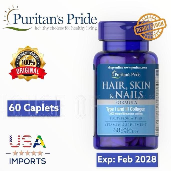 PURITAN PRIDE Hair Skin Nails Formula - 60 Caplets Puritan's Pride USA