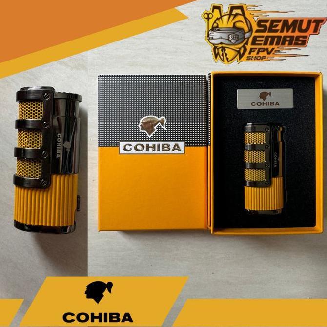 COHIBA COB938 Turbo Cigar Lighter Korek Cerutu 3 Sumbu Flame Torch Jet