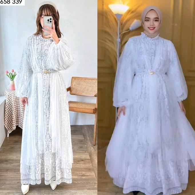 maxy dress cerutty fitri set outer tile gamis set outer gamis busana  Muslim Lebaran Mewah