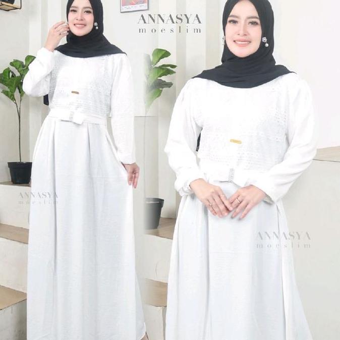 Haura Dress Gamis Putih Terbaru gamis brokat simple elegan baju muslim terbaru 2025 gamis wanita dew