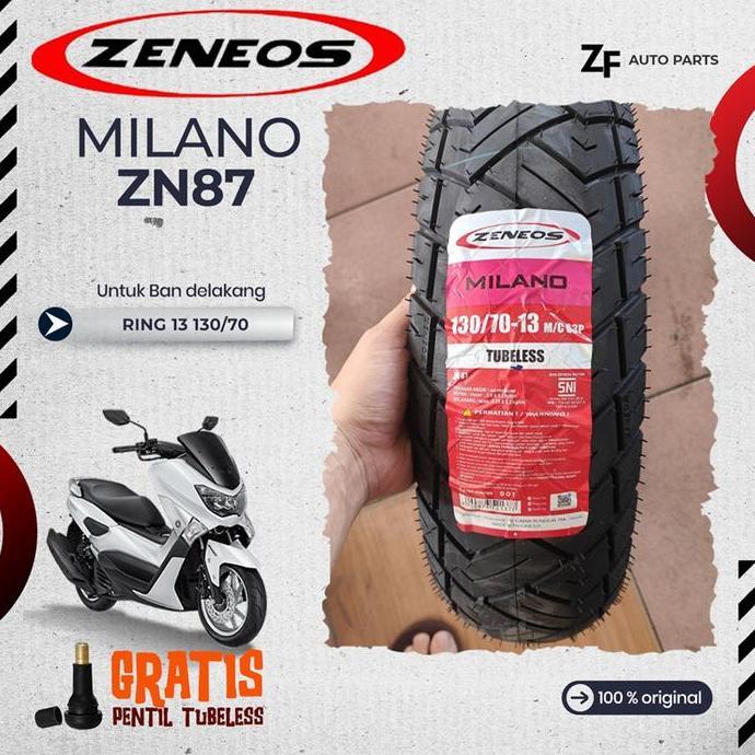 SEPASANG BAN MOTOR NMAX ZENEOS MILANO Ring 13 TUBELESS DEPAN BELAKANG NMAX