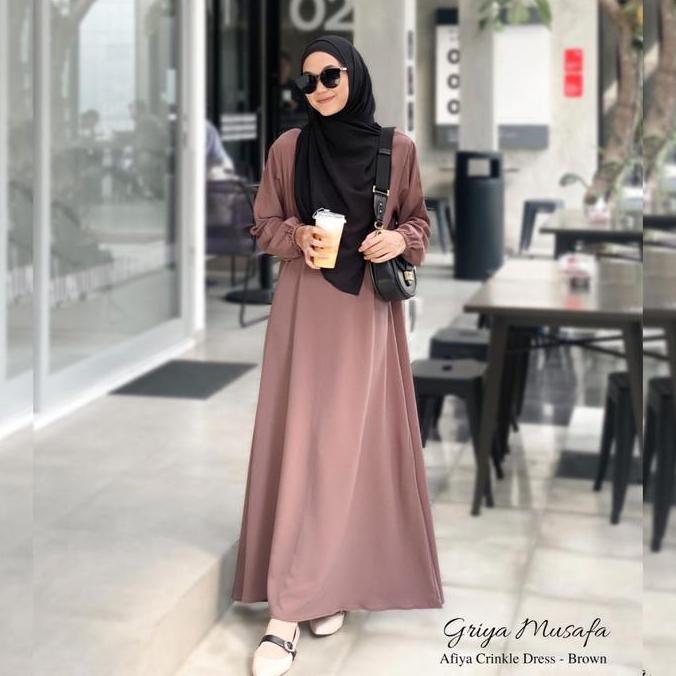 Griya Musafa - Pakaian Wanita Muslimah Afiya Abaya Crinkle Yoryu Gamis cantik simpel Best Seller