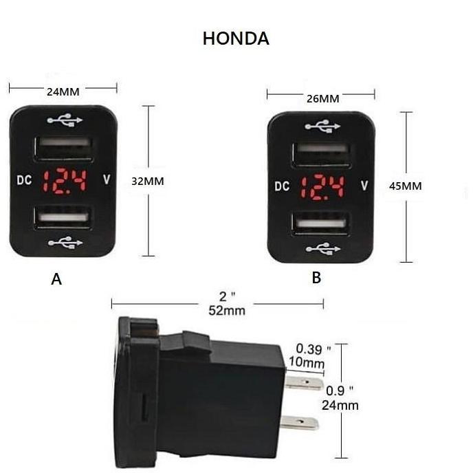 Ready Charger Volt Honda Car Charger Mobil USB Slot Volt Meter Aki