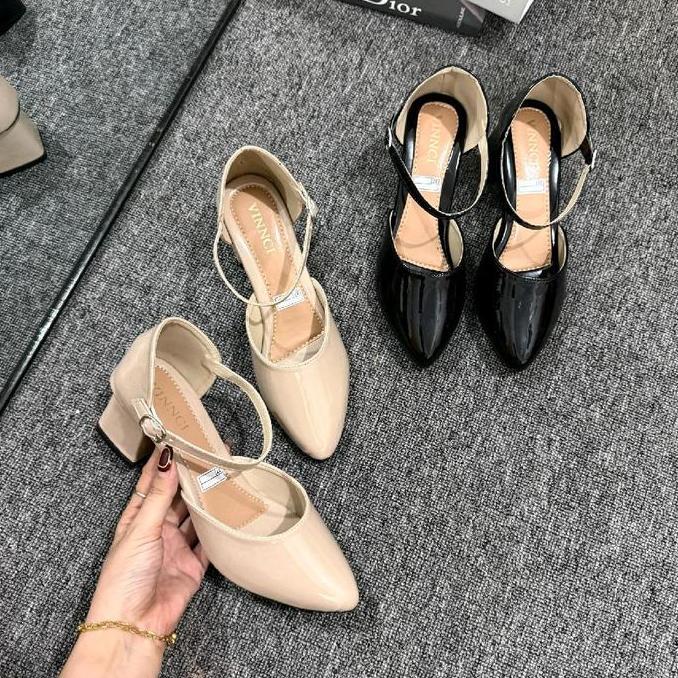Unik Sepatu Pansus Wanita / Sepatu Heel Cewek / Heels Kotak / Heels Tahu / Sepatu Kerja Kantor