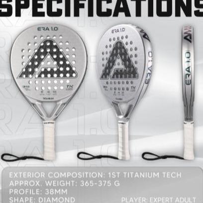 Raket Padel AMASPORT ERA 1.0 TITANIUM Original 18K Carbon, Power Rebound