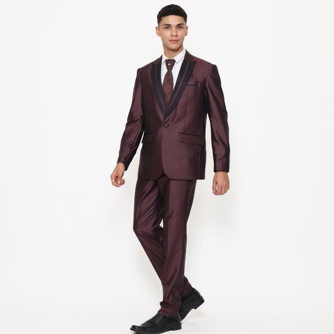 Jas Pria Semi Wool Shining Setelan Jas Pengantin Pria Bahan Tebal - YUNG