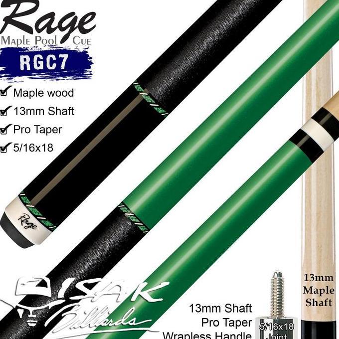 Rage RGC7 Pool Cue - 13 mm Maple Billiard Stick Stik Biliar Players