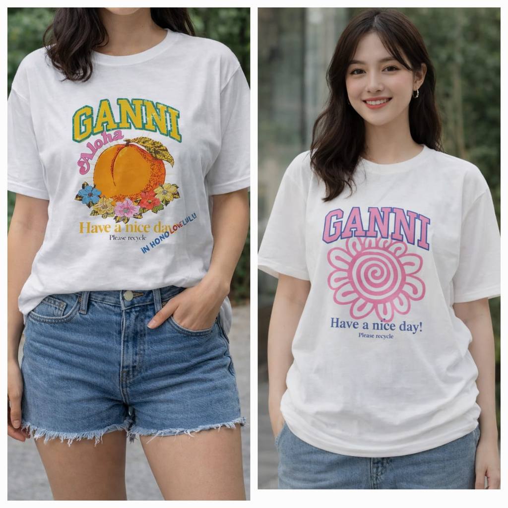 Kaos Wanita Ganni / T-shirt Ganni