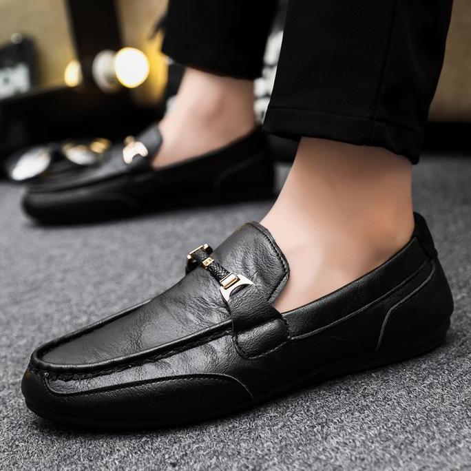Grade Ori Menfootgear Ben Sepatu Loafers Pria Sepatu Casual Pria Flat Shoes Karet Empuk Hitam