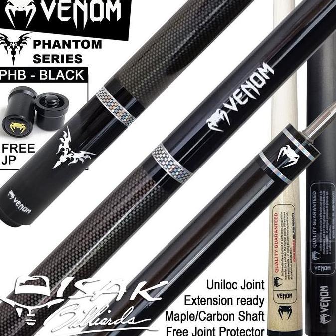 Venom Phantom Black Cue PHB - Uniloc Extension Bumper Stick Billiard
