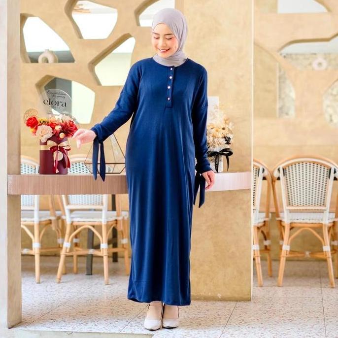 Mybamus Naila Knit Batwing Dress Knit Wanita Gamis Knit Busui Dress Knit Premium Gamis Oversize Reko