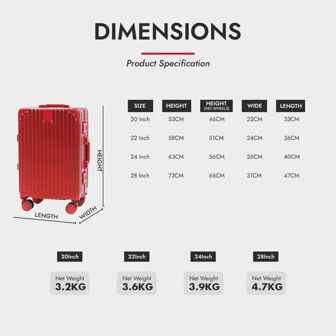 Kelilingaja- Roaming Koper A055 Kabin Size 20 Inch Sd Bagasi Size 28 Inch Alumunium Frame Tsa Lock 4