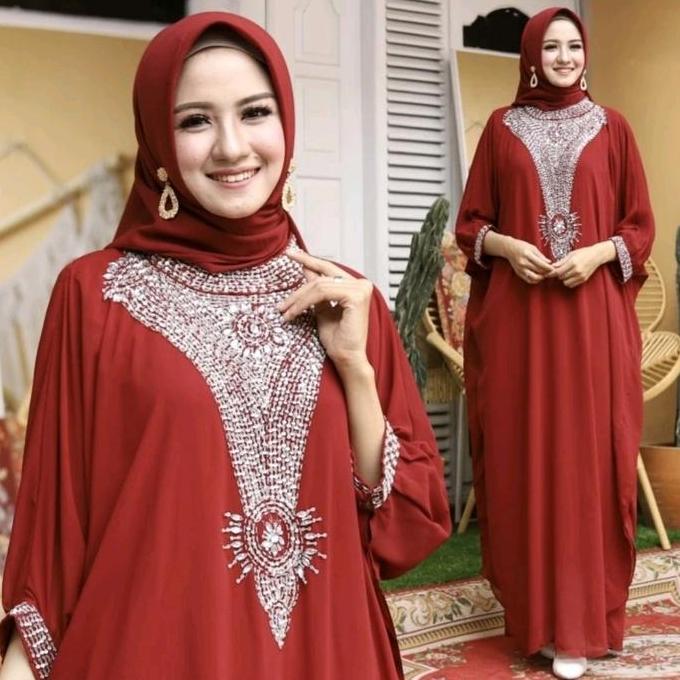 Kaftan Citra Ceruty Baby Doll Dress Jumbo Lebaran Premium Mewah Payet Gamis Manset