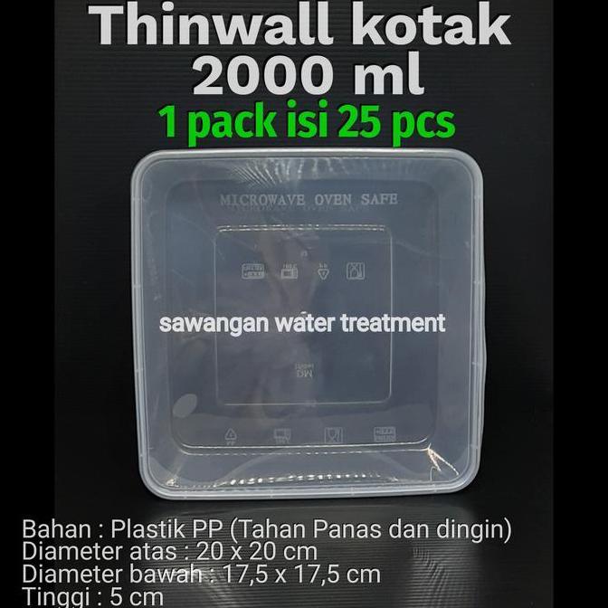 Siapkemas- Thinwall Kotak 2000Ml / Plastik 2000Ml / Tempat Salad/ Thinwall 2000Ml