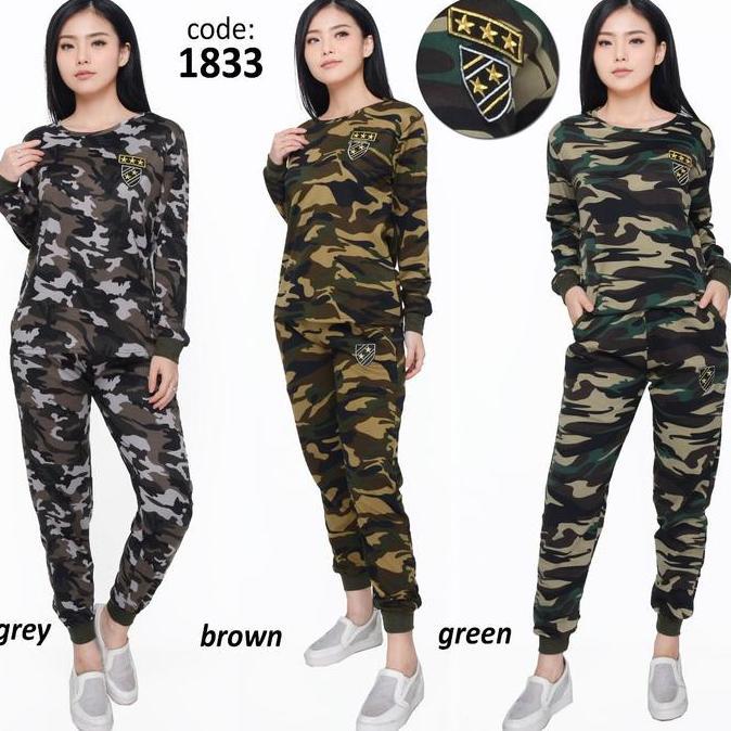 Setelan Olahraga Army Panjang Wanita / Setelan Army Jogger Wanita / Setelan Army Jogger Import Wanit