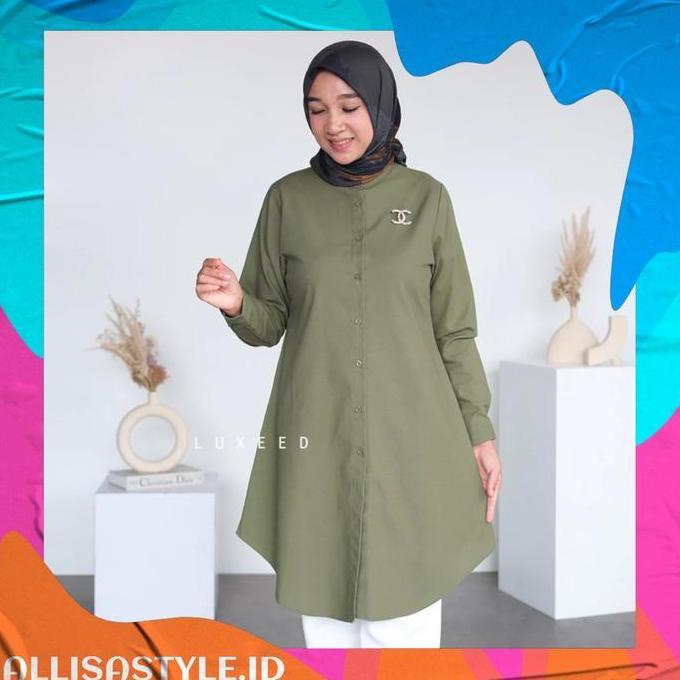 Saless Tunik Wanita Terbaru Tunik Polos Linen Tunik Simple Tunik Cantik Hitam Putih Navy