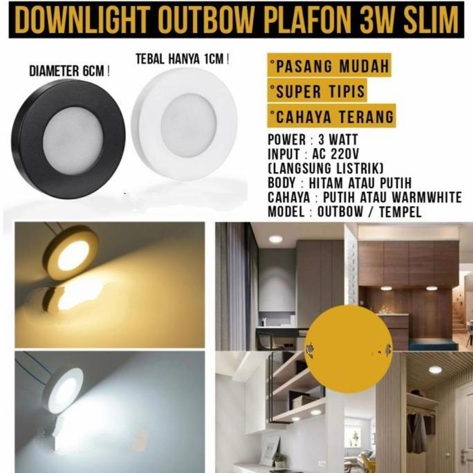 Lightbrum- Lampu Downlight Outbow 3 Watt 3W / Lampu Led Lemari Kitchen Set Tempel