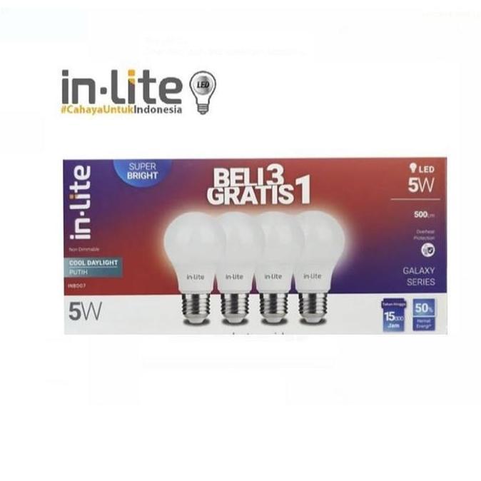 Lightbrum- Lampu Led Inlite 5 Watt  Paket 3 Bonus 1
