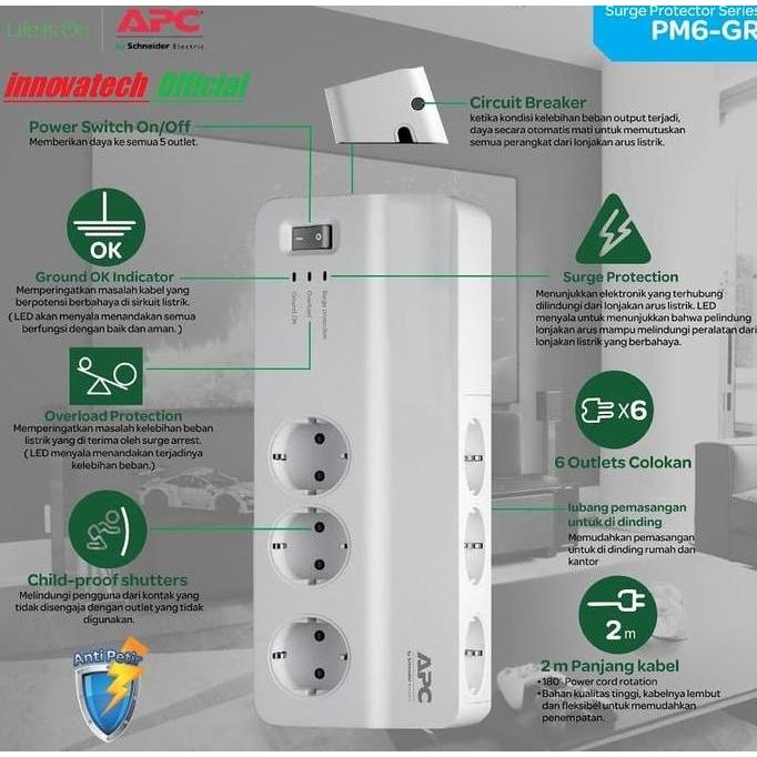 Gercep- Apc Surge Protector Pm6Gr / Pm6-Gr Colokan Anti Petir