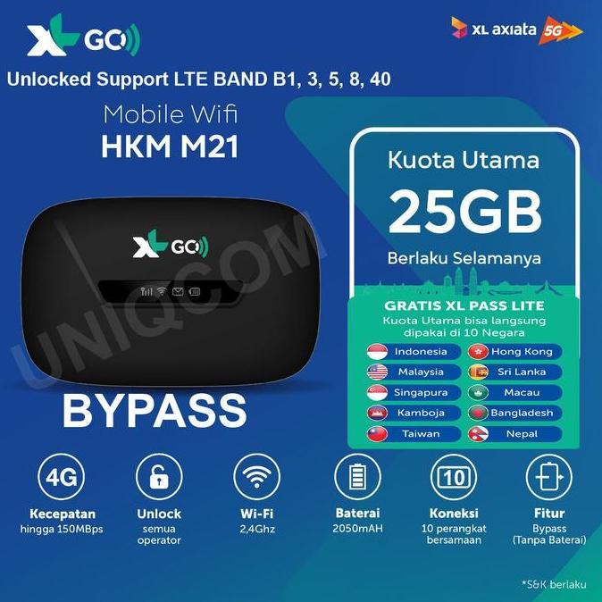 TERBARU - Modem Wifi 4G XL Go HKM M21 M22 Free XL GO IZI 20GB Unlocked Resmi