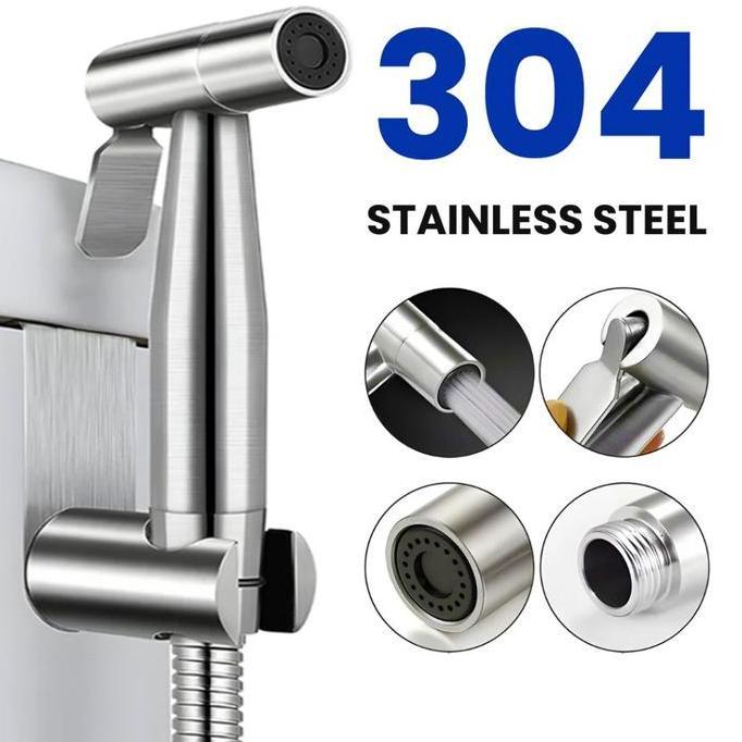 [CUCI GUDANG] / SUS304 Jet Shower Kamar Mandi Semprotan Toilet Duduk Jet wasser Kloset Stainless Kra