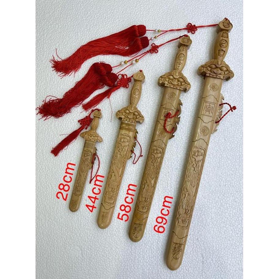 pedang kayu - motif naga - kayu - 7 bintang - 28 / 44 / 58 / 69 cm - l24