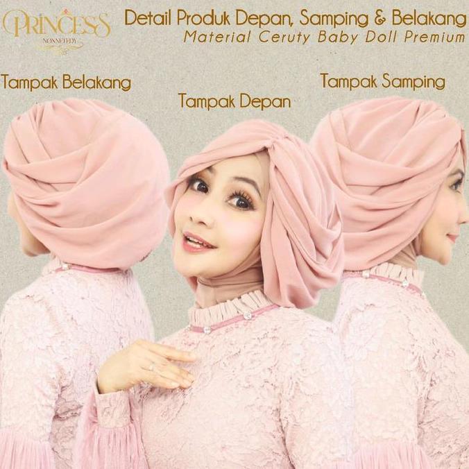 Princess Nonnetedy - Girly Curly Turban Hijab Instan - Hijab Pesta / Kondangan / Cosplay Cantik untu