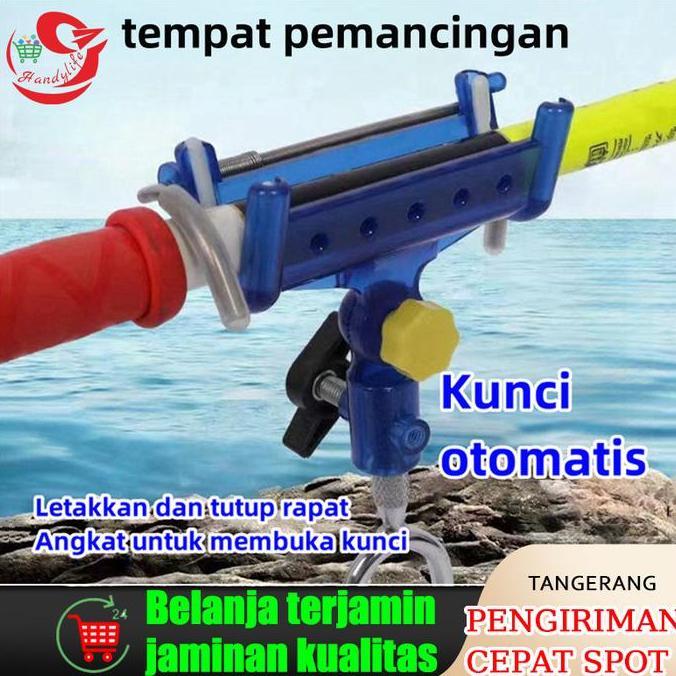 Otomatis Bracket Dudukan Joran Pancing Adjustable 360 Derajat Bahan Stainless Steel/Cagak Joran