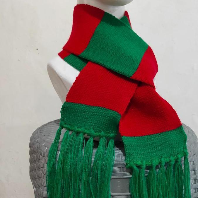 [NATAL] Syal scarf rajut belang Merah Hijau Natal Christmas Desember Best Seller